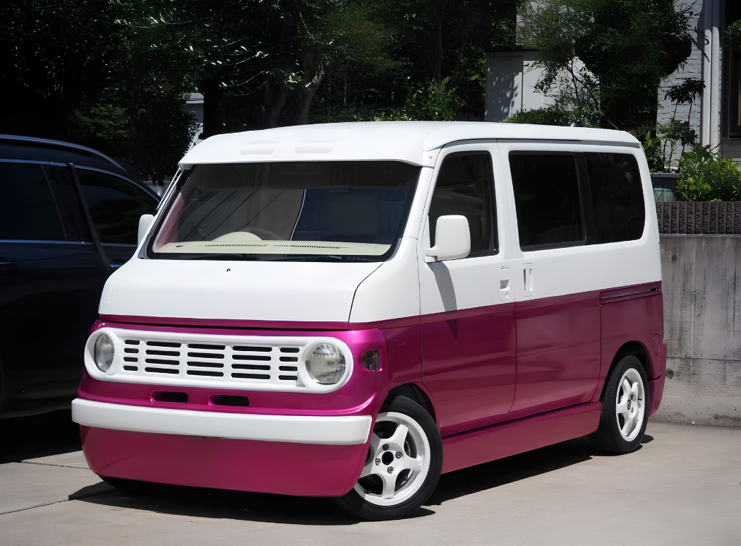 Custom pink and white JDM kei van - JDM Direct Puerto Rico